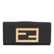 Pre-owned Leather wallets Fendi Vintage , Black , Dames