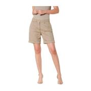 Curvy Chino Bermuda Shorts met Bloemendetails Mason's , Beige , Dames