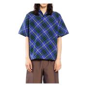 Navy Check Poplin Shirt Burberry , Blue , Heren