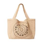 Beige Tote Tas met Borduurwerk Stella McCartney , Beige , Dames