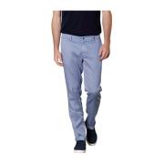 Heren New York Chino Broek in Linnen en Katoen Mason's , Blue , Heren