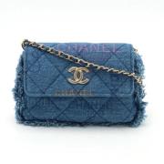 Pre-owned Leather shoulder-bags Chanel Vintage , Blue , Dames