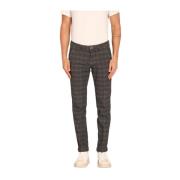 Slim Fit Glen Check Chino Broek Mason's , Gray , Heren