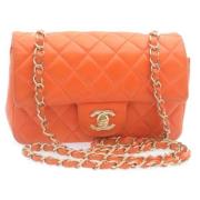 Pre-owned Leather chanel-bags Chanel Vintage , Orange , Dames