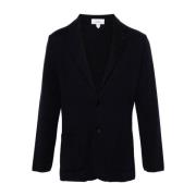 Navy Wol Gebreide Blazer Lardini , Black , Heren