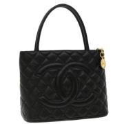 Pre-owned Leather totes Chanel Vintage , Black , Dames