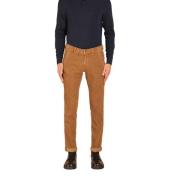 Fluweel Gestreepte Slim Fit Chino Broek Mason's , Brown , Heren