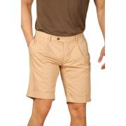 Slim Fit Chino Bermuda in Stretch Gabardine Mason's , Beige , Heren