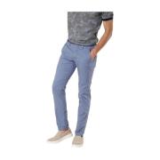 Slim Fit Katoen & Tencel Chino Broek Mason's , Blue , Heren