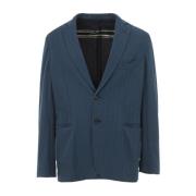 Gestructureerde Herringbone Jas Brioni , Blue , Heren