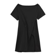 Boat Neck Jurk in Zwart Katoen Courrèges , Black , Dames