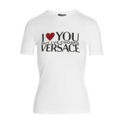 Casual Katoenen T-shirt Versace , White , Dames