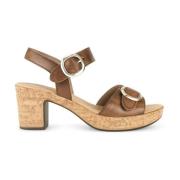 Cognac Leren Sandalen Gabor , Brown , Dames