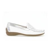 Witte/Zilveren Gevlochten Leren Loafers Gabor , White , Dames