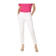 Slim Dames Chino Broek in Stretch Satijn Mason's , White , Dames