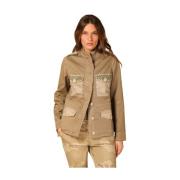 Gestikte Katoenen Field Jacket Eva Mason's , Green , Dames