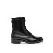 Zwarte Leren Veterschoenen Gabor , Black , Dames