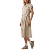 Elegante Witte Midi Jurk Moss Copenhagen , Beige , Dames