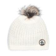 Gebreide Bonnet met Fauxfur Pompon Ikks , Beige , Dames