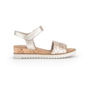 Iridescent Leather Sandals Gabor , Gray , Dames