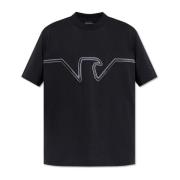 T-shirt met geborduurd logo Emporio Armani , Blue , Heren