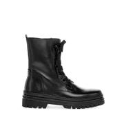 Zwarte Leren Veterschoenen Gabor , Black , Dames