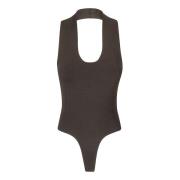 V-hals Stretch Bodysuit Khaite , Brown , Dames