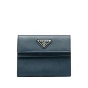 Pre-owned Leather wallets Prada Vintage , Blue , Dames