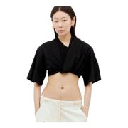 Bahia Court V-Hals T-Shirt Jacquemus , Black , Dames