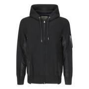 Hoodie met ritssluiting Sacai , Black , Heren