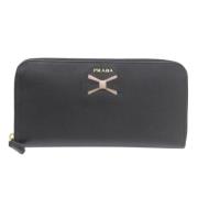 Pre-owned Leather wallets Prada Vintage , Black , Dames