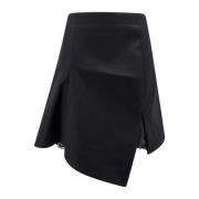 Wollen Asymmetrische Rok met Ritssluiting Sacai , Black , Dames