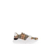 Vintage Check Fabric Sneakers Burberry , Beige , Dames