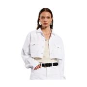 Oversized Denim Shirt met Knoopsluiting 3X1 , White , Dames