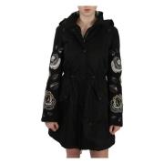 Elegante Zwarte Parka met Glamoureuze Details John Richmond , Black , ...