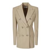 Beige Double-Breasted Jas met Contrasterende Knopen Sportmax , Beige ,...