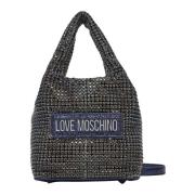 Middernachtblauwe Handtas met Strass Love Moschino , Gray , Dames