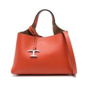 Gestructureerde Leren Oranje Schoudertas Tod's , Orange , Dames