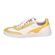 Vintage Leren Sneakers voor Vrouwen Moma , Yellow , Dames