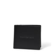 Zwarte Leren Heren Portemonnee Effen Calvin Klein , Black , Heren