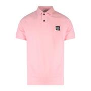 Stretch Katoenen Polo Shirt met Logo Stone Island , Pink , Heren