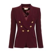 Rode Blazer met Geëmbosseerd Monogram Elisabetta Franchi , Red , Dames