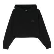 Zwarte Sweater Hoodie Logo Crop Jersey Autry , Black , Dames