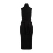 Zwarte Wol Midi Jurk MM6 Maison Margiela , Black , Dames