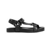 Zwarte Leren Slingback Sandalen Bottega Veneta , Black , Heren