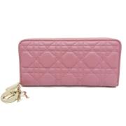 Pre-owned Leather wallets Dior Vintage , Pink , Dames