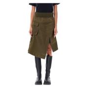 Olijf Midi Rok Elastische Taille Asymmetrisch Sacai , Green , Dames