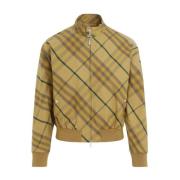 Check Cotton Bomber Jacket Nude Burberry , Beige , Heren