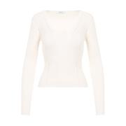 Witte V-Hals Pointelle Trui Max Mara , White , Dames