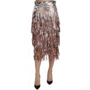 Metallic Paillet Midi Rok Dolce & Gabbana , Brown , Dames